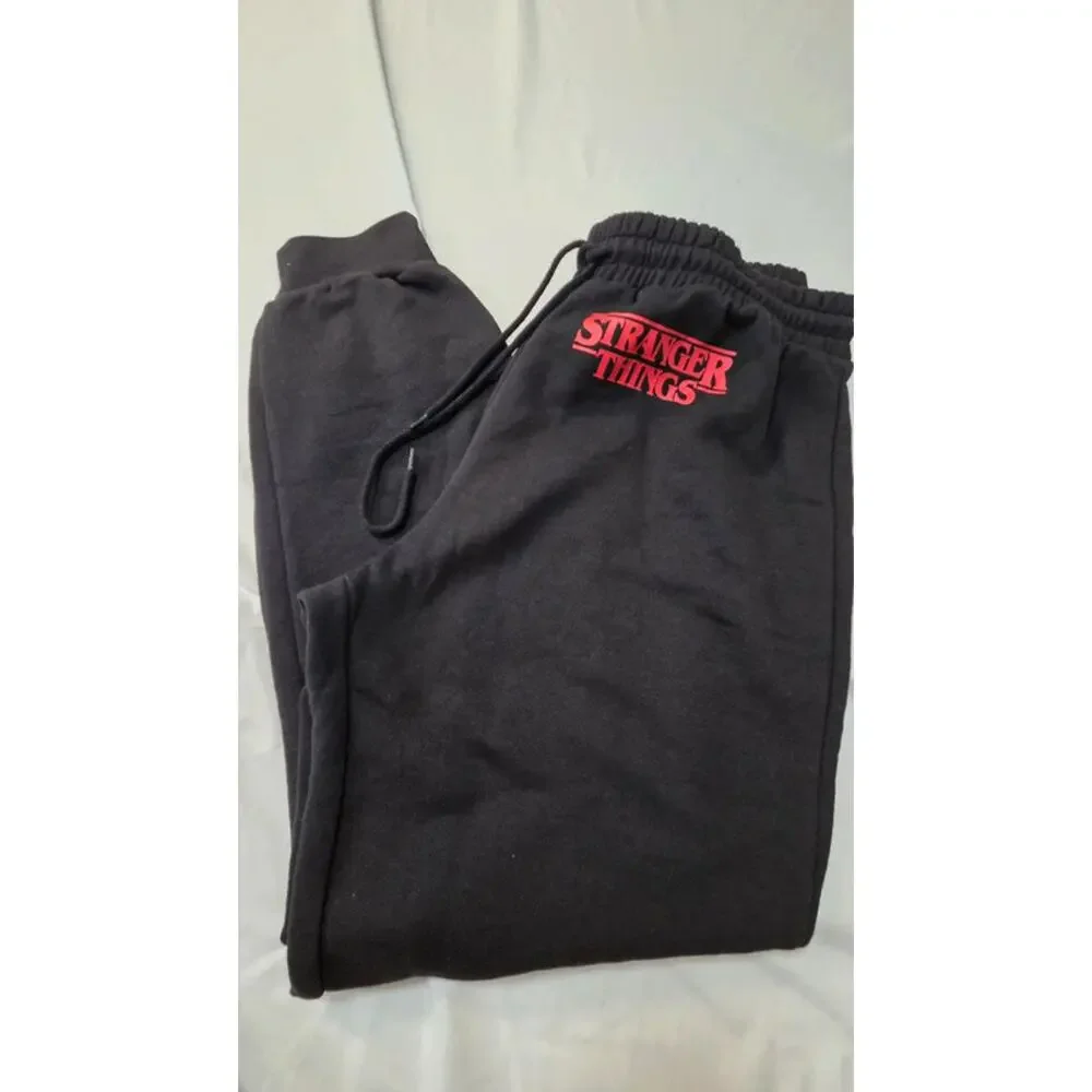 Stranger Things Joggers 1X NWT Black Netflix Sweatpants Logo Lounge